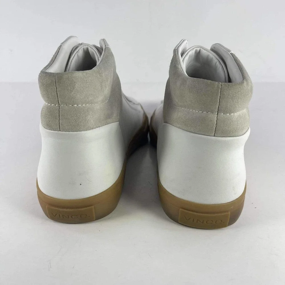 Vince Men's Fynn Leather High Top Sneaker US 11 White Lace-Up Mid Shoes boot - Picture 5 of 11